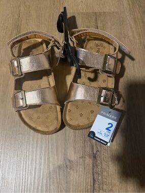Primark Kids Metallic Rose Gold Double Strap Sandals